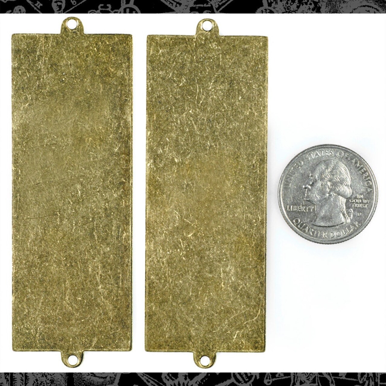 Antiqued Brass Rectangular Blank Brass Stampings - Set of Two- AB-W14